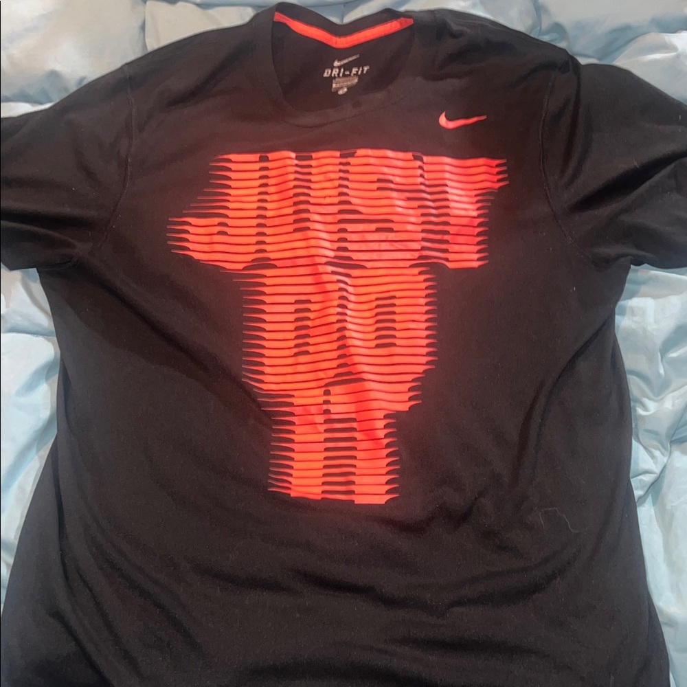 Nike Men's Black Tee with JUST DO IT -Red Graphic- large